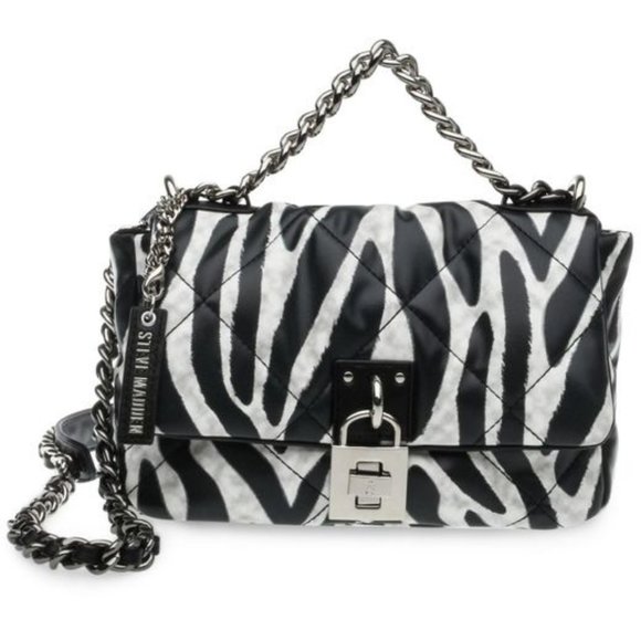 Steve Madden Handbags - STEVE MADDEN Terra zebra print quilted nylon women's crossbody - Black/White